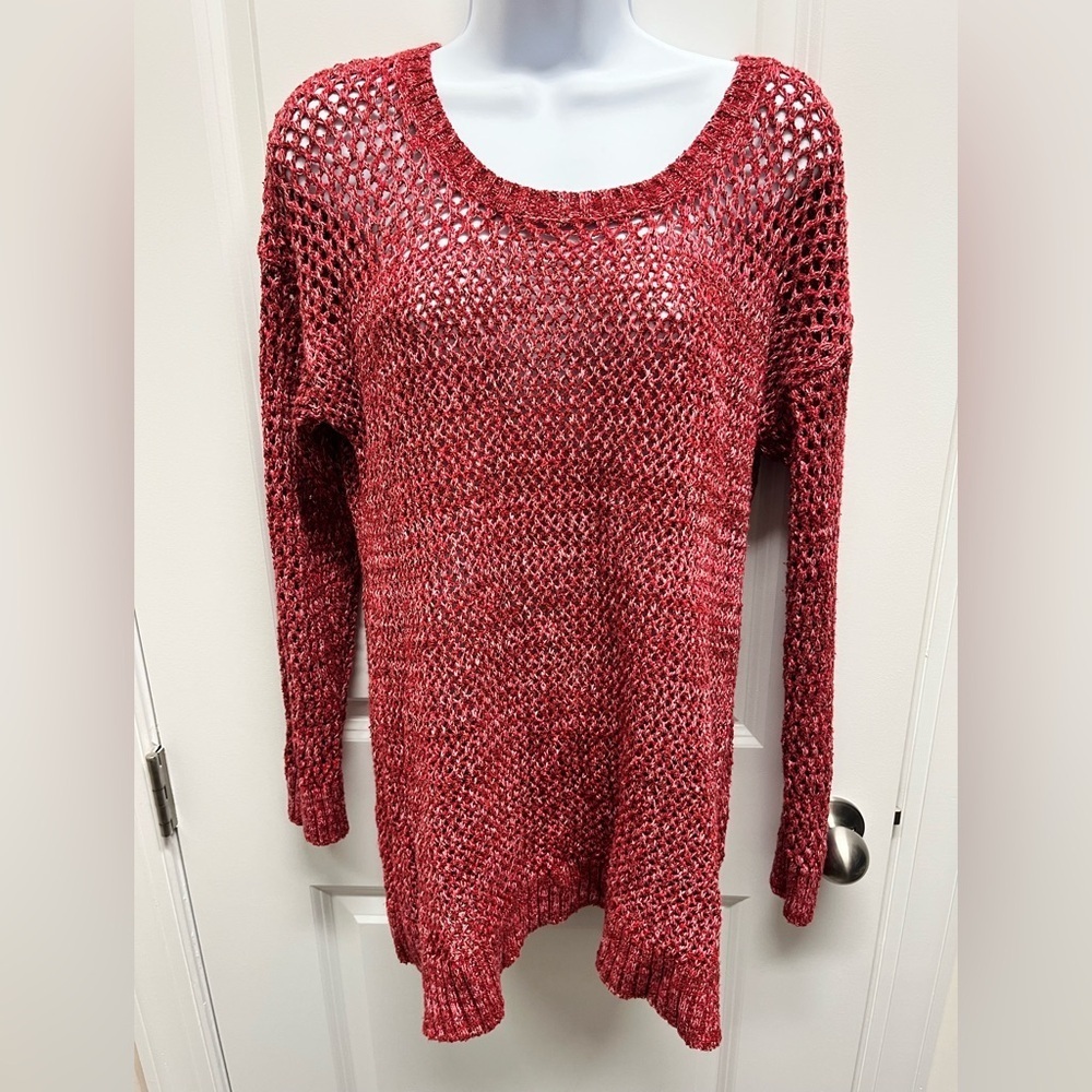 Lucky brand opened sweater women’s medium red, maroon lace up back